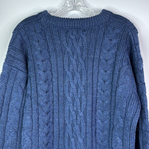 Woolovers Blue Wool Fisherman Sweater Size Medium - Picture 5 of 9